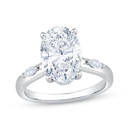Now + Forever Lab-Grown Diamonds Oval-Cut & Marquise-Cut Engagement Ring 3-1/3 ct tw 14K White Gold