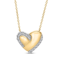 KAY Lab-Grown Diamonds Swirling Heart Necklace 1/20 ct tw 18K Yellow Gold-Plated Sterling Silver 18"