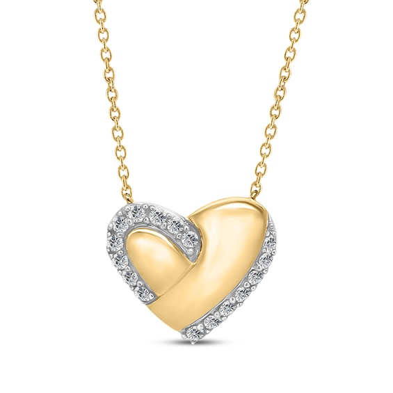 KAY Lab-Grown Diamonds Swirling Heart Necklace 1/20 ct tw 18K Yellow Gold-Plated Sterling Silver 18"