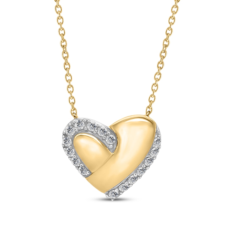 Main Image 1 of KAY Lab-Grown Diamonds Swirling Heart Necklace 1/20 ct tw 18K Yellow Gold-Plated Sterling Silver 18"