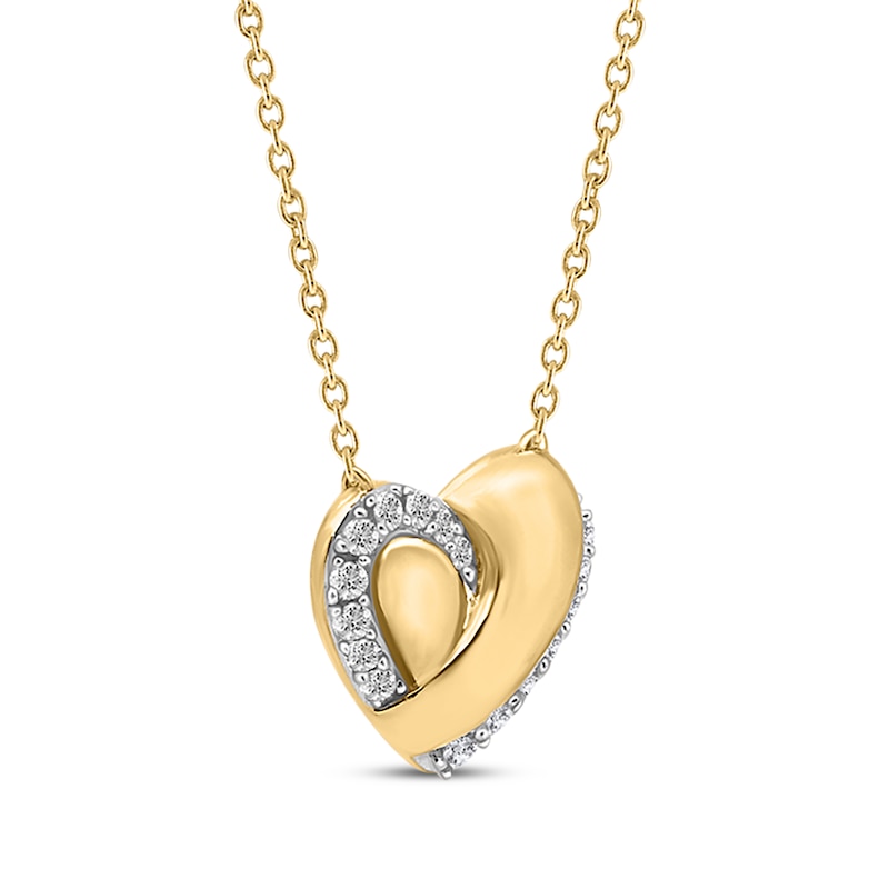 Main Image 2 of KAY Lab-Grown Diamonds Swirling Heart Necklace 1/20 ct tw 18K Yellow Gold-Plated Sterling Silver 18"