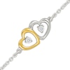 Thumbnail Image 2 of KAY Lab-Grown Diamonds Double Heart Anklet Sterling Silver & 10K Yellow Gold 10"