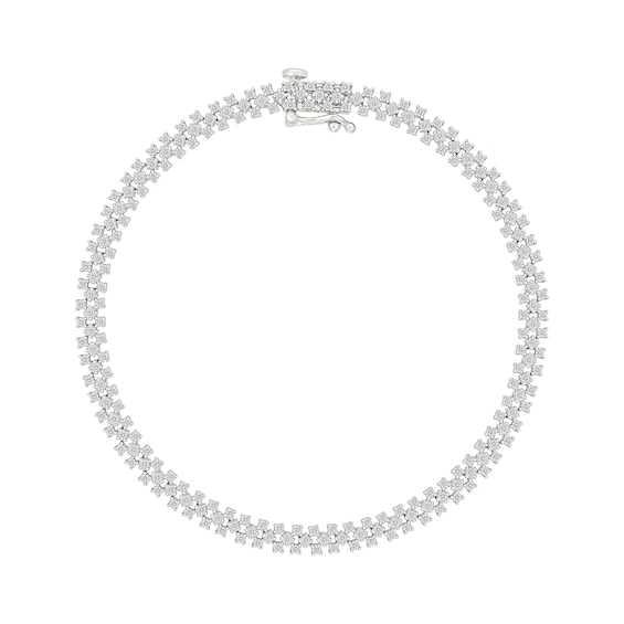 KAY Lab-Grown Diamonds Staggered Three-Row Bracelet 2 ct tw 10K White Gold 7.25"