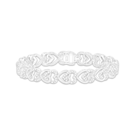 KAY Lab-Grown Diamonds Sideways Interlocking Heart Link Bracelet 1/5 ct tw Sterling Silver 7"