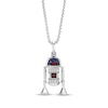 Thumbnail Image 1 of Star Wars R2-D2 Garnet, Blue Lab-Created Sapphire & Diamond Accent Necklace Sterling Silver 18"