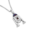 Thumbnail Image 2 of Star Wars R2-D2 Garnet, Blue Lab-Created Sapphire & Diamond Accent Necklace Sterling Silver 18"