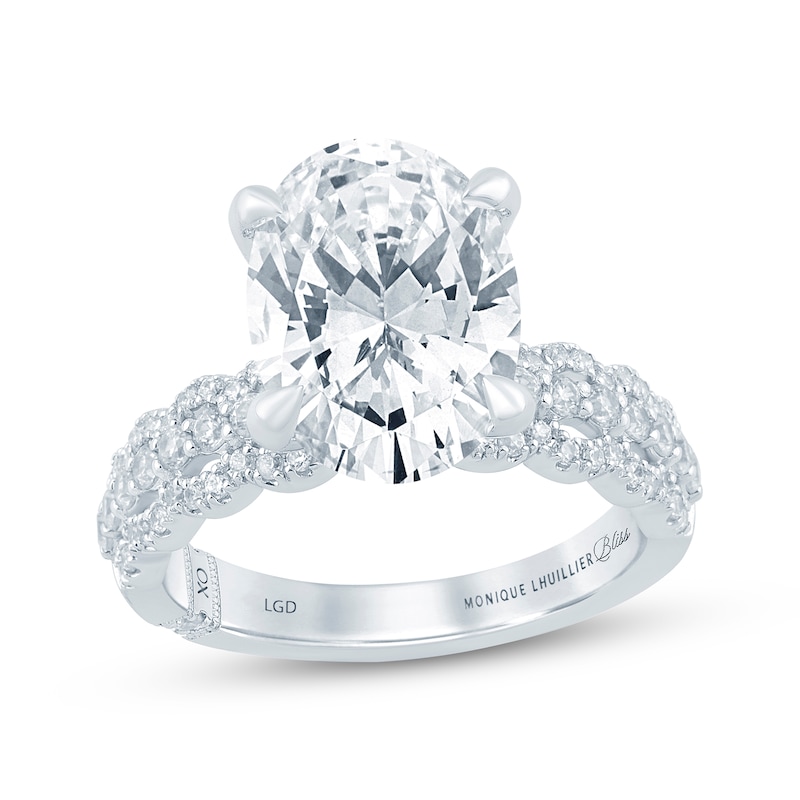 Main Image 1 of Monique Lhuillier Bliss Oval-Cut Lab-Grown Diamond Engagement Ring 4-1/2 ct tw 18K White Gold