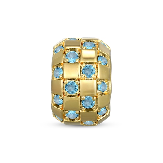 STUDIO BY KAY Swiss Blue Topaz Rondelle Charm 24K Yellow Gold Vermeil Sterling Silver