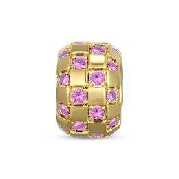 STUDIO BY KAY Pink Lab-Created Sapphire Rondelle Charm 24K Yellow Gold Vermeil Sterling Silver