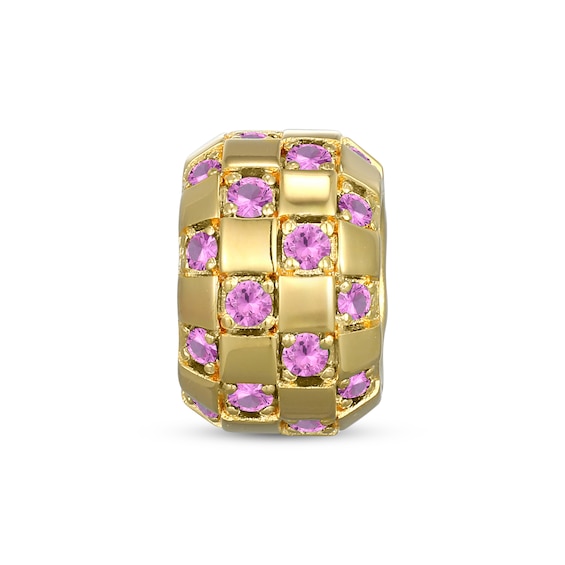 STUDIO BY KAY Pink Lab-Created Sapphire Rondelle Charm 24K Yellow Gold Vermeil Sterling Silver
