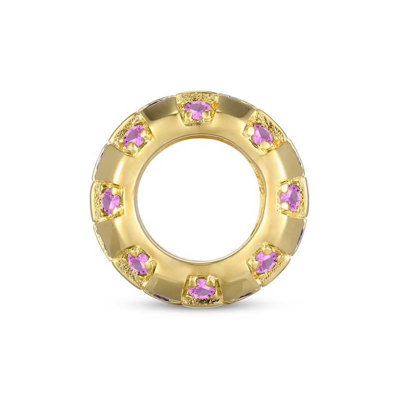 Main Image 3 of STUDIO BY KAY Pink Lab-Created Sapphire Rondelle Charm 24K Yellow Gold Vermeil Sterling Silver