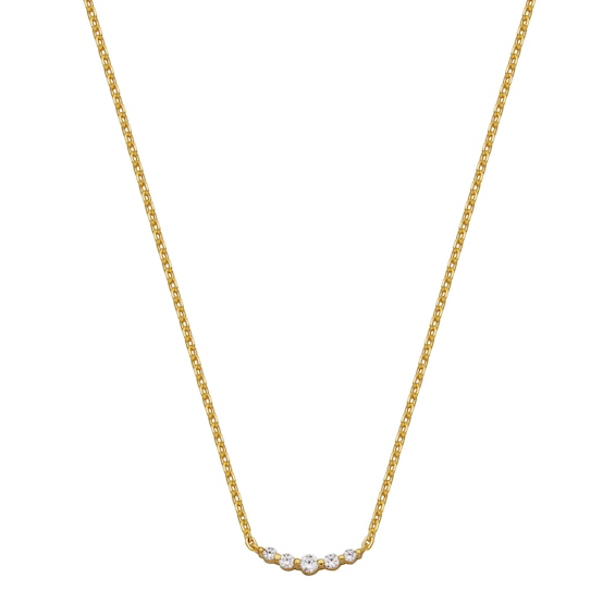 Rocksbox The Ulla Lab-Grown Diamond Curved Bar Necklace 1/10 ct tw 24K Yellow Gold Vermeil Sterling Silver 19"