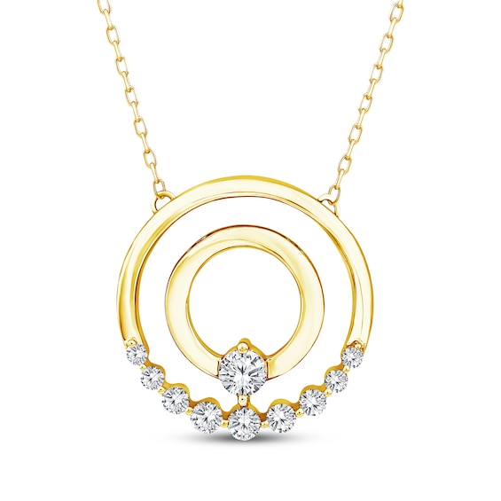 Mom + Me Lab-Grown Diamond & Lab-Grown Diamond Necklace 1/2 ct tw 10K Yellow Gold 18"