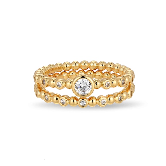 Rocksbox Lab-Grown Diamond Two-Ring Set 1/4 ct tw 24K Yellow Gold Vermeil Sterling Silver