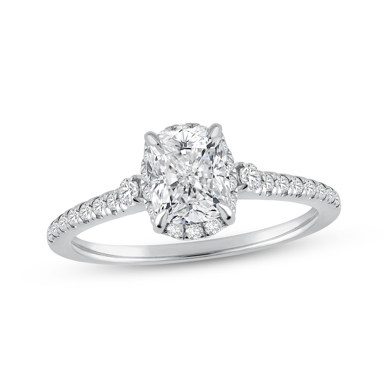 Main Image 1 of Now + Forever Lab-Grown Diamonds Certified Cushion-Cut Halo Engagement Ring 1 ct tw 14K White Gold