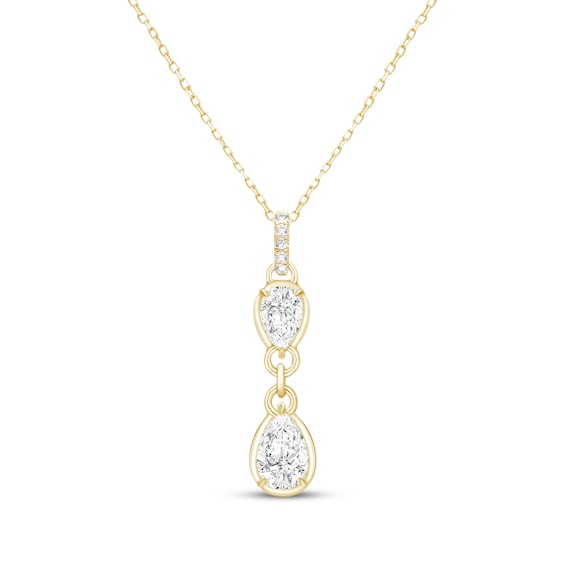 KAY Lab-Grown Diamonds Pear-Shaped Double Teardrop Necklace 1 ct tw 10K Yellow Gold 18"