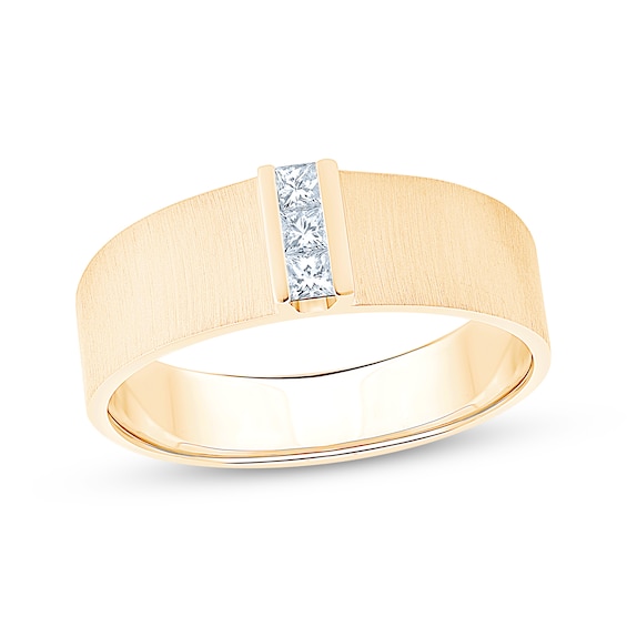 Now + Forever Lab-Grown Diamonds Men's Square-Cut Wedding Band 1/5 ct tw 10K Yellow Gold