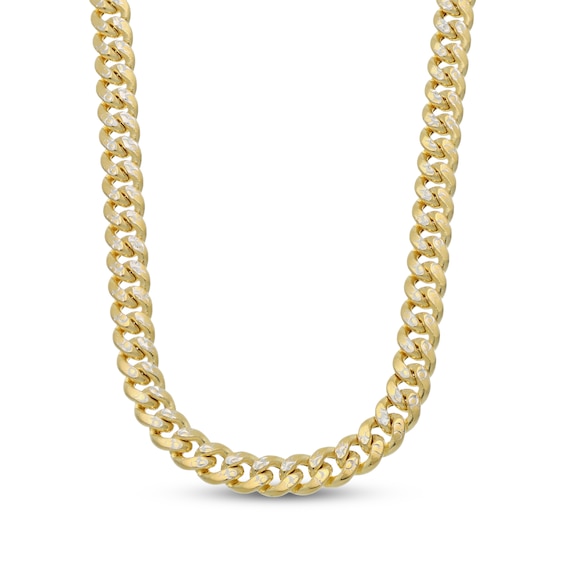 4.5mm Diamond-Cut Cuban Curb Chain Necklace Hollow 10K Yellow Gold 22"