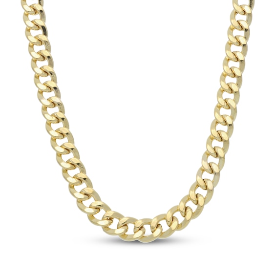 4.3mm Cuban Curb Chain Necklace Hollow 10K Yellow Gold 22"