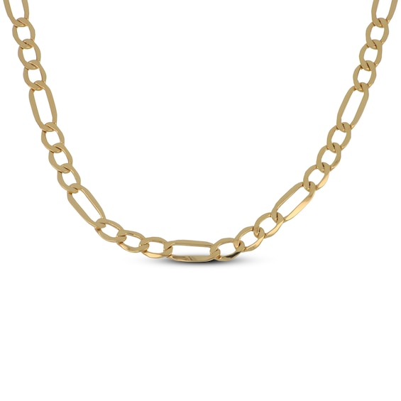 3.8mm Boulevard Figaro Chain Necklace Hollow 10K Yellow Gold 22"