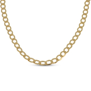 3.6mm Boulevard Curb Chain Necklace Hollow 10K Yellow Gold 20"