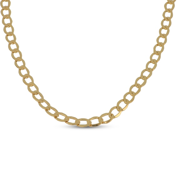 3.6mm Boulevard Curb Chain Necklace Hollow 10K Yellow Gold 20"