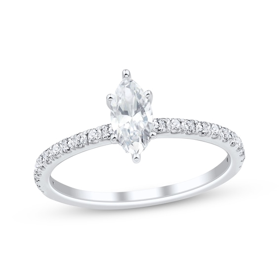 Now + Forever Lab-Grown Diamonds Certified Marquise-Cut Hidden Halo Engagement Ring 3/4 ct tw 14K White Gold