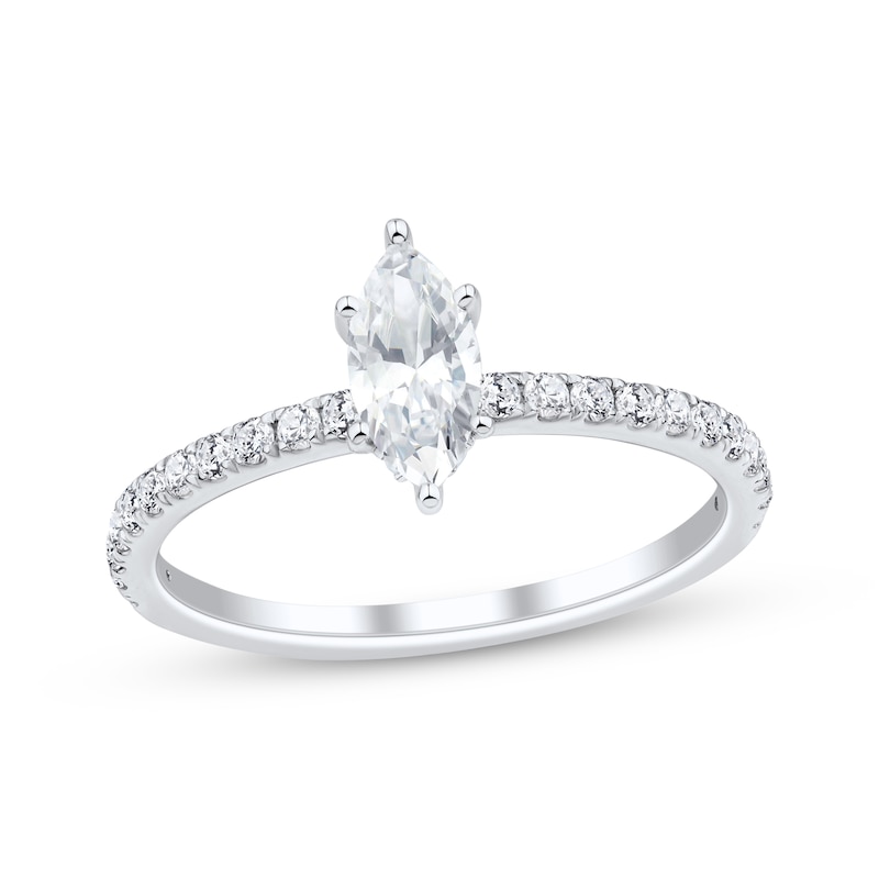 Main Image 1 of Now + Forever Lab-Grown Diamonds Certified Marquise-Cut Hidden Halo Engagement Ring 3/4 ct tw 14K White Gold