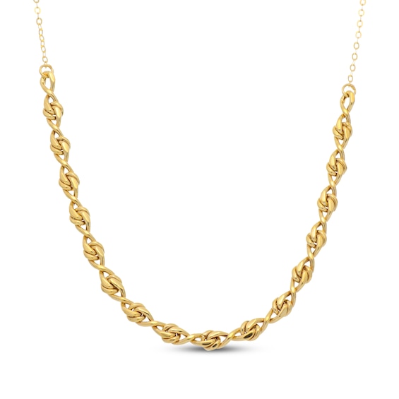 Knot Smile Necklace Hollow 10K Yellow Gold 18"