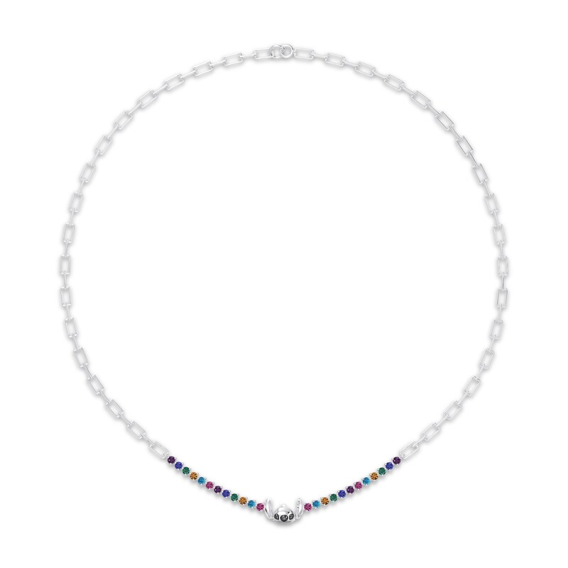 Main Image 1 of Disney Treasures Lilo & Stitch Multi-Stone Necklace Sterling Silver 18"