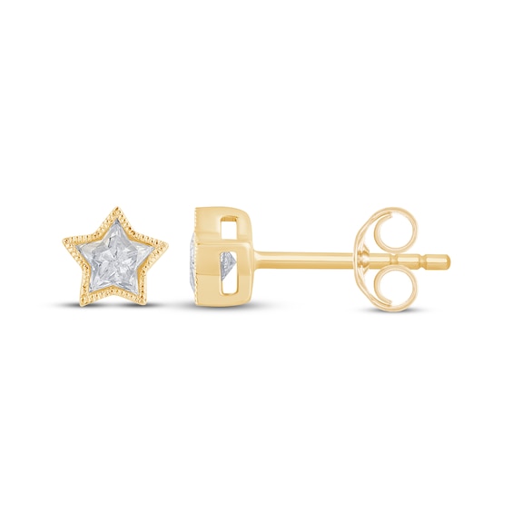 KAY Lab-Grown Diamonds Star-Shaped Solitaire Stud Earrings 1/2 ct tw 10K Yellow Gold (F/VS2)