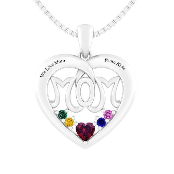 Birthstone Mom Necklace (2-5 Stones and 2 Lines)