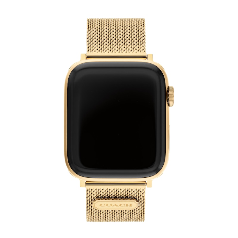 COACH Gold-Tone Stainless Steel Mesh Women's Apple Watch Strap 14700064