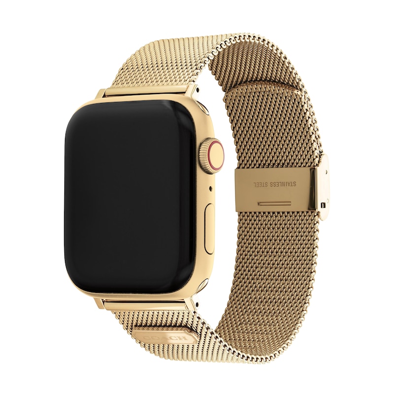COACH Gold-Tone Stainless Steel Mesh Women's Apple Watch Strap 14700064