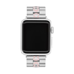 COACH Pink Logo Stainless Steel Women's Apple Watch Strap 14700091