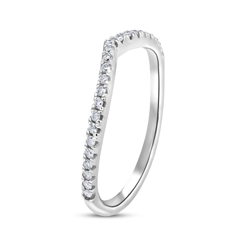 Round-cut Diamond Chevron Wedding Band 1/8 ct tw 14K White Gold