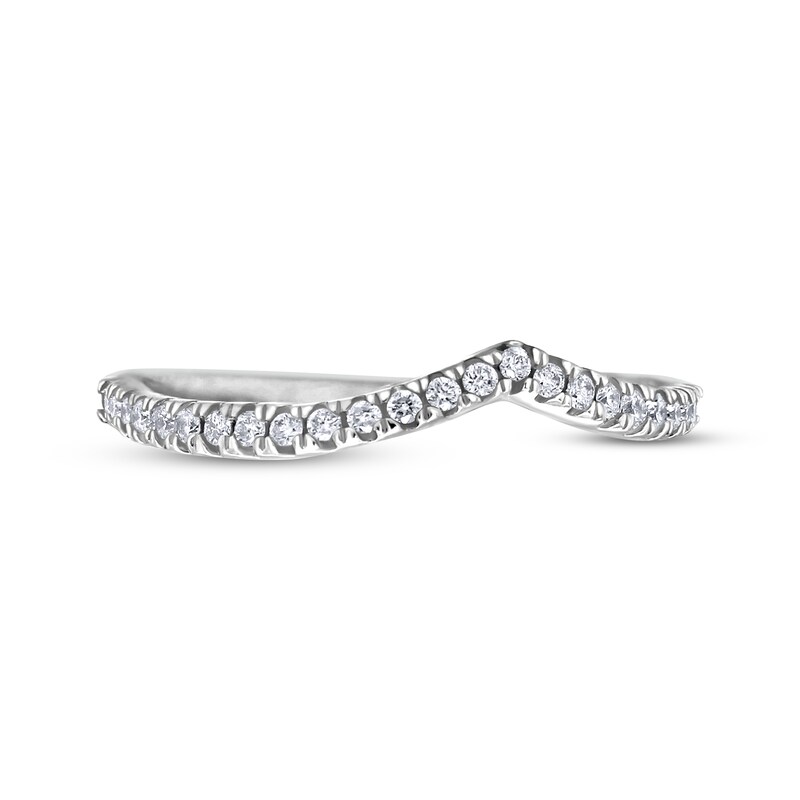 Round-cut Diamond Chevron Wedding Band 1/8 ct tw 14K White Gold
