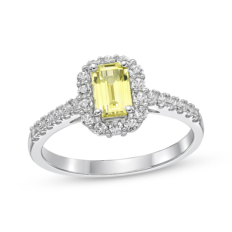 Gems of Serenity Emerald-Cut Yellow & White Lab-Created Sapphire Ring Sterling Silver