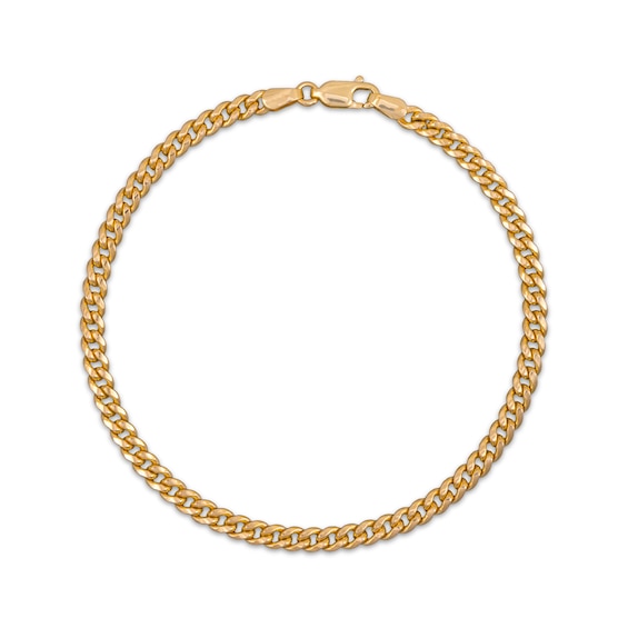 3.75mm Cuban Curb Chain Anklet Hollow 10K Yellow Gold 10”