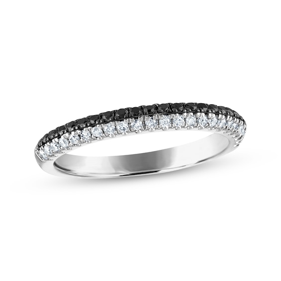 Black & White Diamond Anniversary Band 1/3 ct tw 10K White Gold