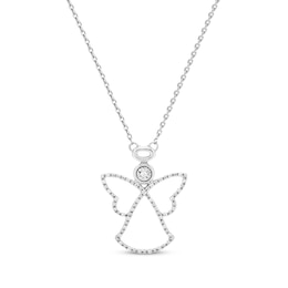Diamond Angel Necklace 1/10 ct tw Sterling Silver 18"