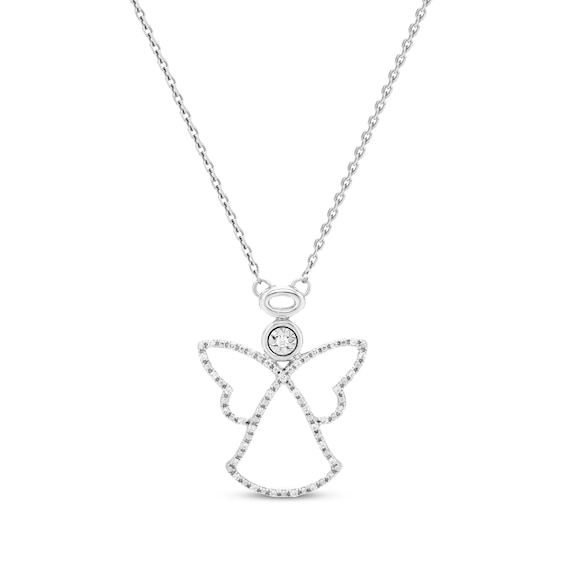 Diamond Angel Necklace 1/10 ct tw Sterling Silver 18"