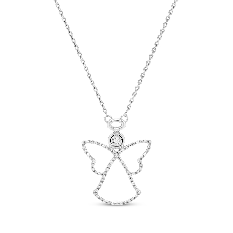 Diamond Angel Necklace 1/10 ct tw Sterling Silver 18"