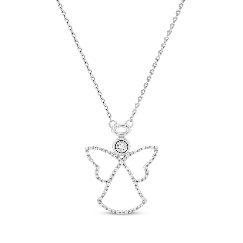Main Image 1 of Diamond Angel Necklace 1/10 ct tw Sterling Silver 18&quot;
