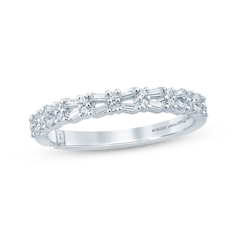 Monique Lhuillier Bliss Baguette & Round-Cut Diamond Wedding Band 1/3 ct tw 18K White Gold