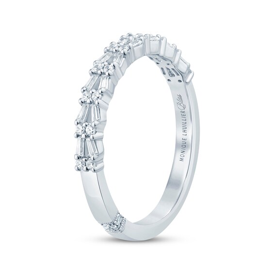 Thumbnail Image 2 of Monique Lhuillier Bliss Baguette & Round-Cut Diamond Wedding Band 1/3 ct tw 18K White Gold