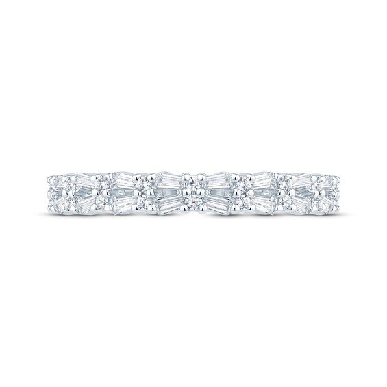 Thumbnail Image 4 of Monique Lhuillier Bliss Baguette & Round-Cut Diamond Wedding Band 1/3 ct tw 18K White Gold