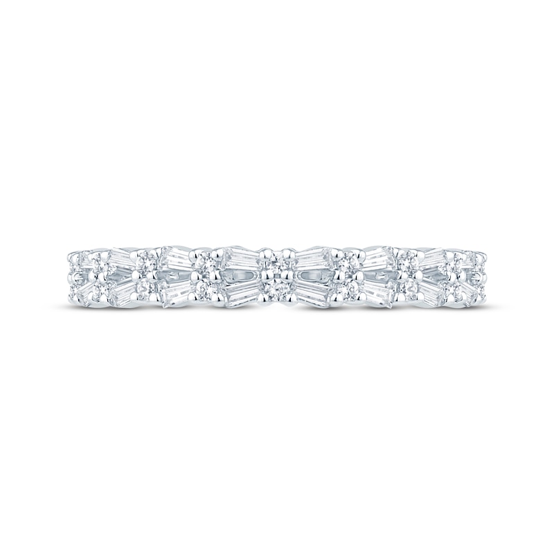 Main Image 4 of Monique Lhuillier Bliss Baguette & Round-Cut Diamond Wedding Band 1/3 ct tw 18K White Gold