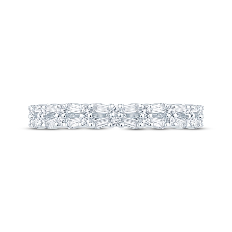 Monique Lhuillier Bliss Baguette & Round-Cut Diamond Wedding Band 1/3 ct tw 18K White Gold