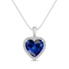 Thumbnail Image 1 of Blue & White Lab-Created Sapphire Heart Necklace Sterling Silver 18&quot;